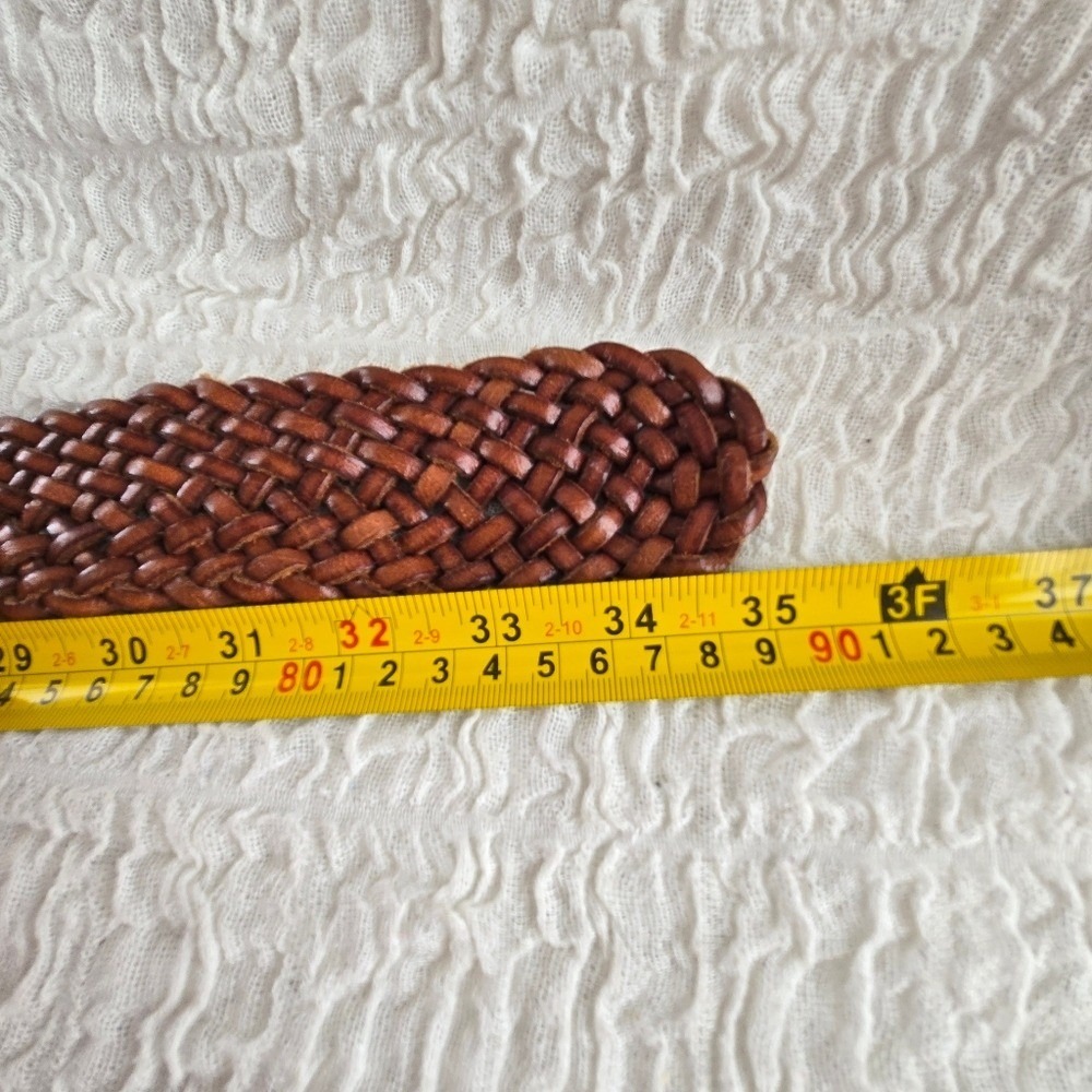 Brown Genuine Leather Braided Boho Fairy Western Festival Woven Belt Size M 35" - Picture 3 of 9